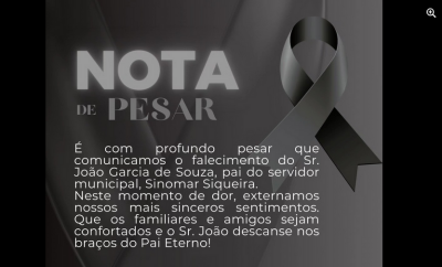 Imagem da notícia Prefeitura de Alcinópolis lamenta falecimento de João Garcia de Souza